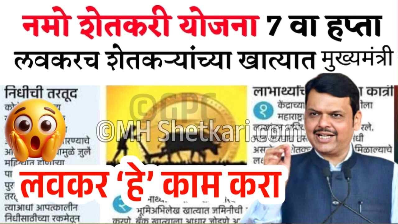 नमो शेतकरी योजनेचा 7 वा हप्ता 2000 रुपये कधी मिळणार? एक काम करा Namo Shetkari Yojana Hapta
