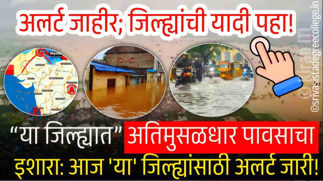 ‘या’ जिल्ह्यात अतिमुसळधार पावसाचा इशारा; जिल्ह्यांची यादी पहा Hawaman Andaj Today
